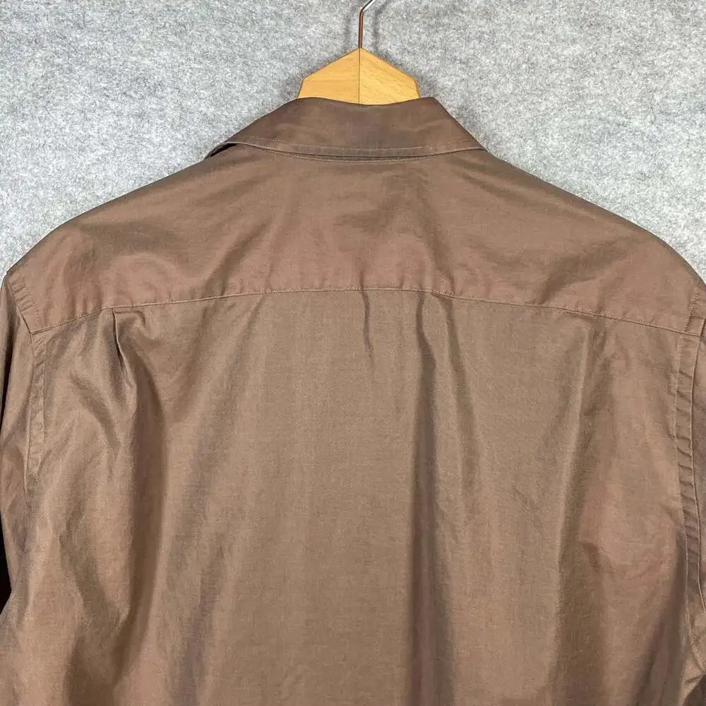 Banana Republic Men's L 16-16 1/2 Brown‎ 100% Cotton Long Sleeve Dress Shirt